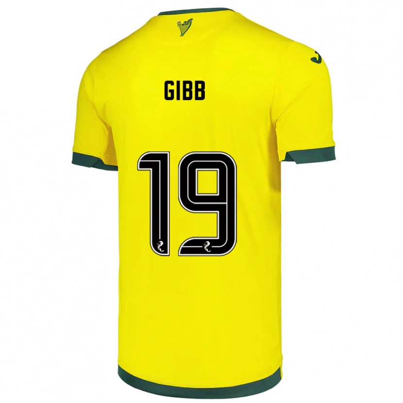 Danxen Kinderen Caley Gibb #19 Geel Groen Uitshirt Uittenue 2025/26 T-Shirt