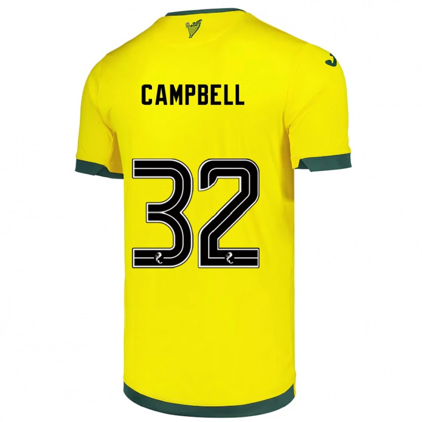 Danxen Kinderen Josh Campbell #32 Geel Groen Uitshirt Uittenue 2025/26 T-Shirt