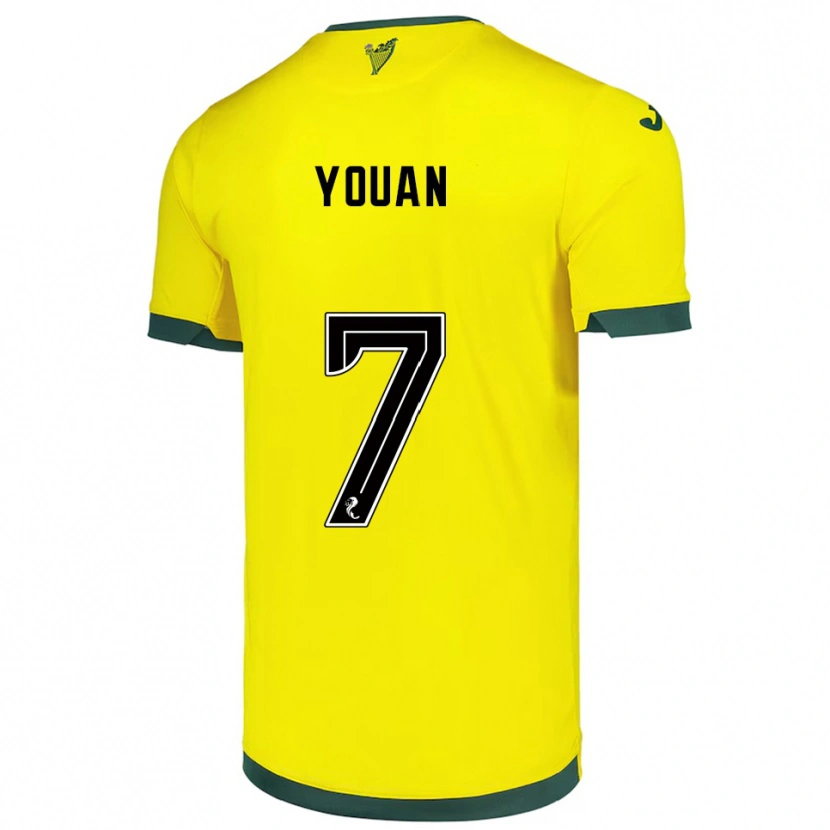 Danxen Kinderen Élie Youan #7 Geel Groen Uitshirt Uittenue 2025/26 T-Shirt