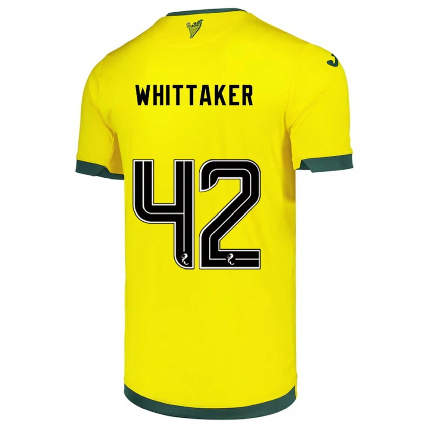 Danxen Kinderen Rory Whittaker #42 Geel Groen Uitshirt Uittenue 2025/26 T-Shirt