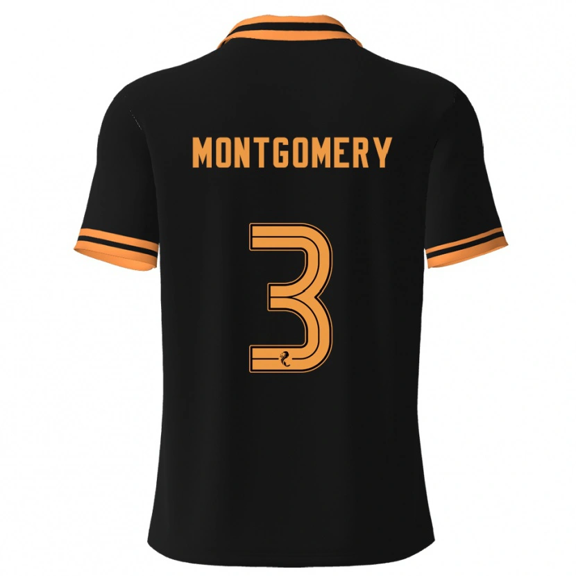 Danxen Kinderen Adam Montgomery #3 Zwart Geel Uitshirt Uittenue 2025/26 T-Shirt