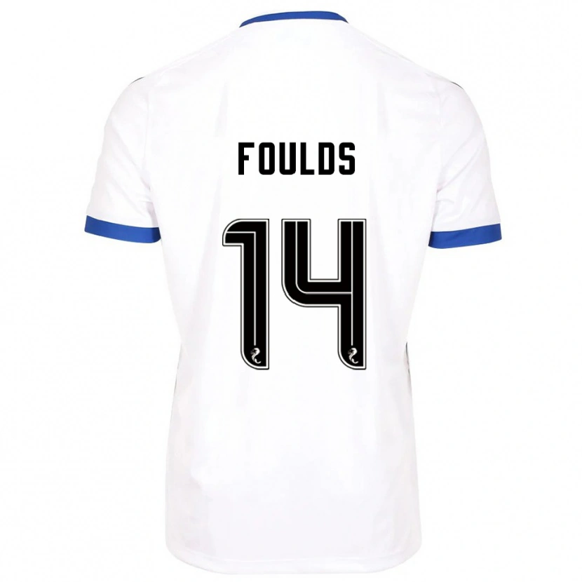 Danxen Kinderen Matty Foulds #14 Wit Blauw Uitshirt Uittenue 2025/26 T-Shirt