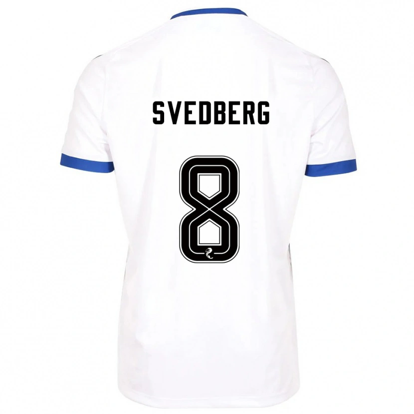 Danxen Kinderen Jonathan Svedberg #8 Wit Blauw Uitshirt Uittenue 2025/26 T-Shirt