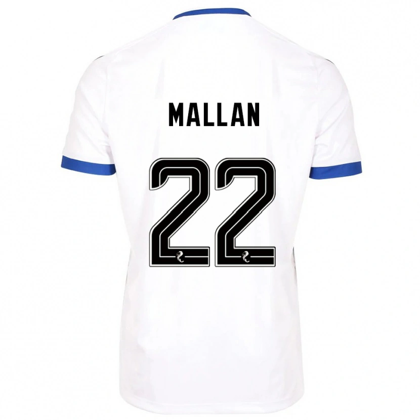 Danxen Kinderen Stevie Mallan #22 Wit Blauw Uitshirt Uittenue 2025/26 T-Shirt