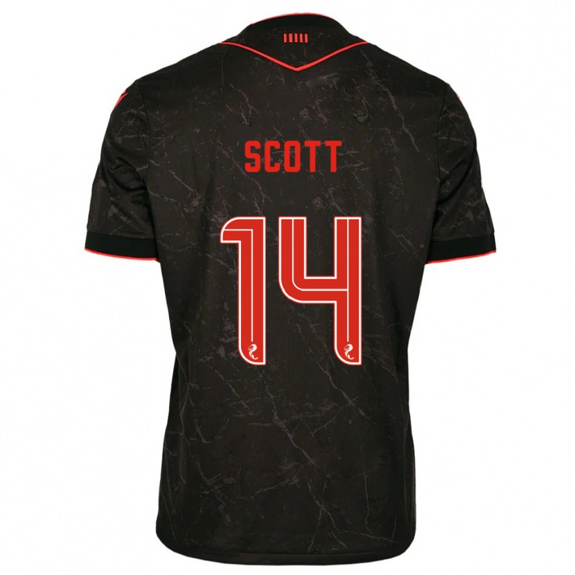 Danxen Kinderen James Scott #14 Zwart Rood Uitshirt Uittenue 2025/26 T-Shirt