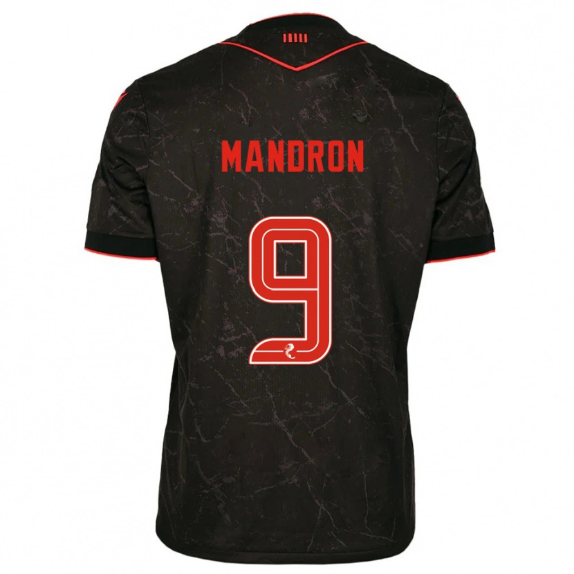 Danxen Kinderen Mikael Mandron #9 Zwart Rood Uitshirt Uittenue 2025/26 T-Shirt