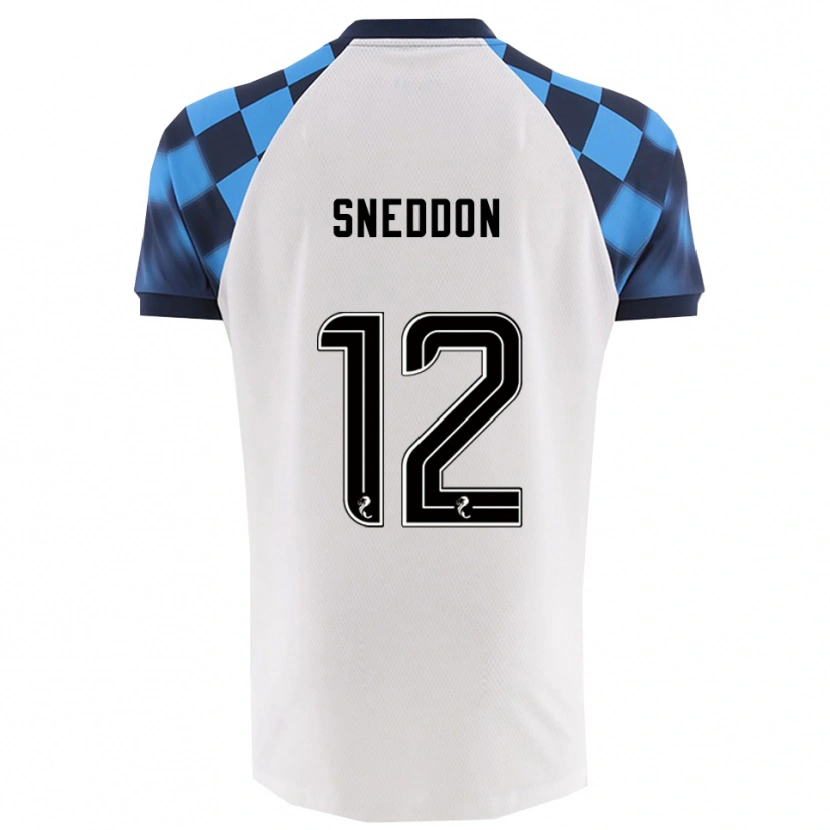 Danxen Kinderen Jamie Sneddon #12 Wit Hemelsblauw Uitshirt Uittenue 2025/26 T-Shirt