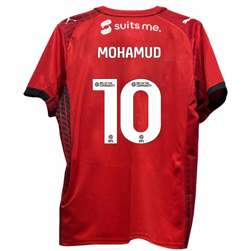 Danxen Heren Abdi Mohamud #10 Rood Zwart Thuisshirt Thuistenue 2025/26 T-Shirt