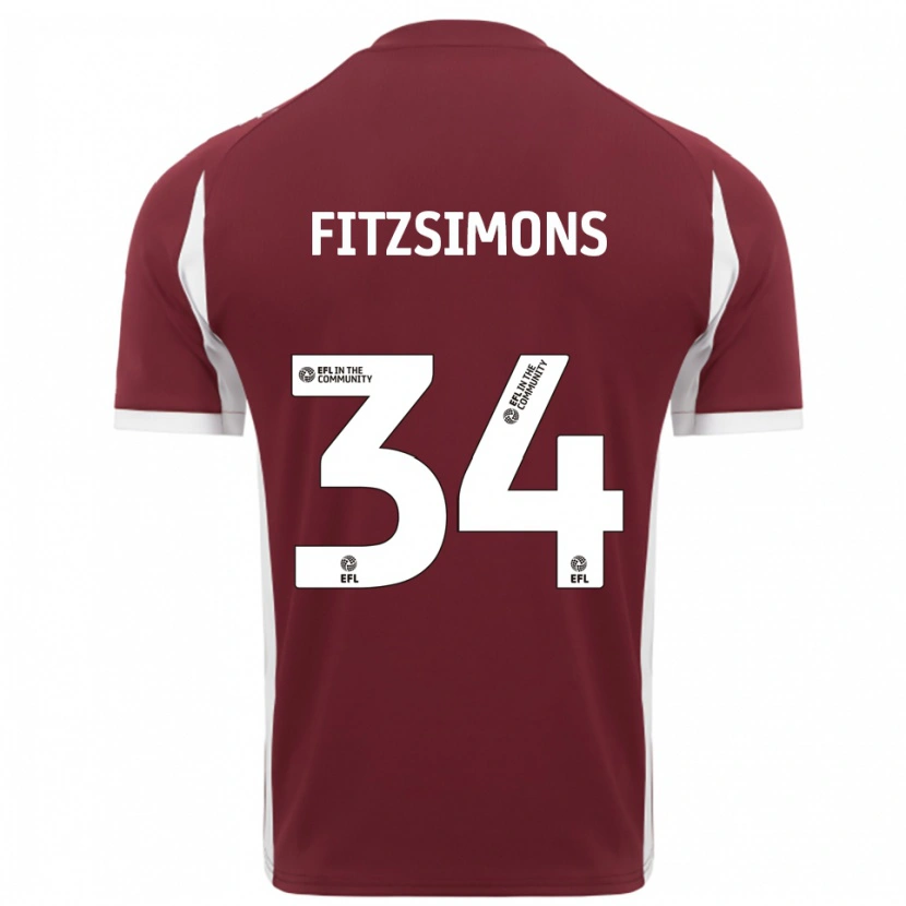 Danxen Heren Ross Fitzsimons #34 Bordeauxrood Wit Thuisshirt Thuistenue 2025/26 T-Shirt