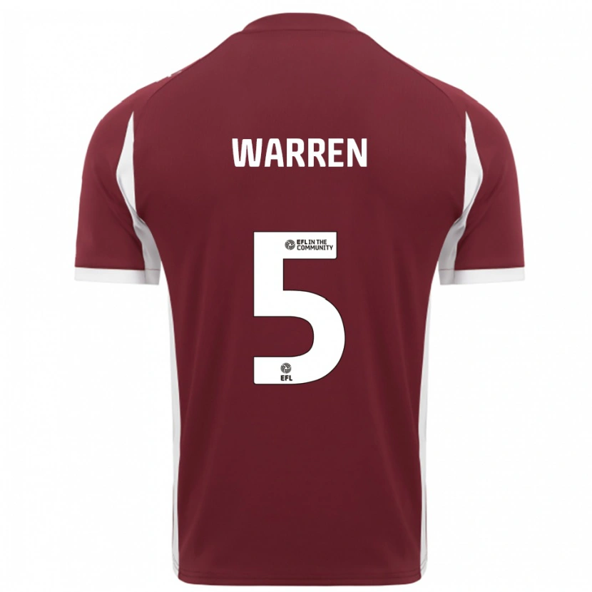 Danxen Heren Talia-Jay Warren #5 Bordeauxrood Wit Thuisshirt Thuistenue 2025/26 T-Shirt