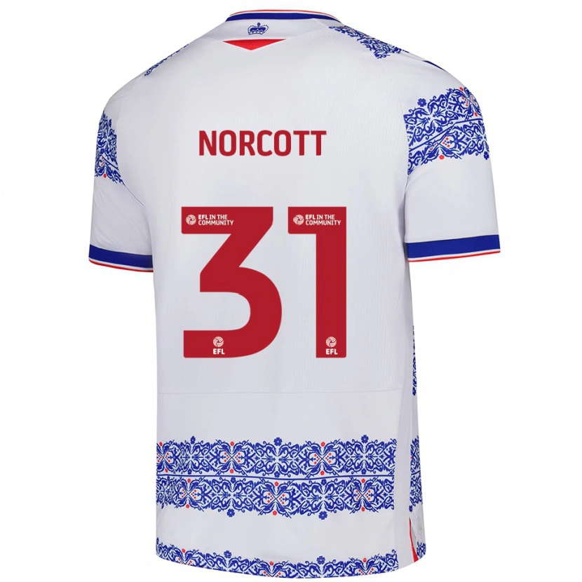 Danxen Heren Tom Norcott #31 Wit Blauw Thuisshirt Thuistenue 2025/26 T-Shirt