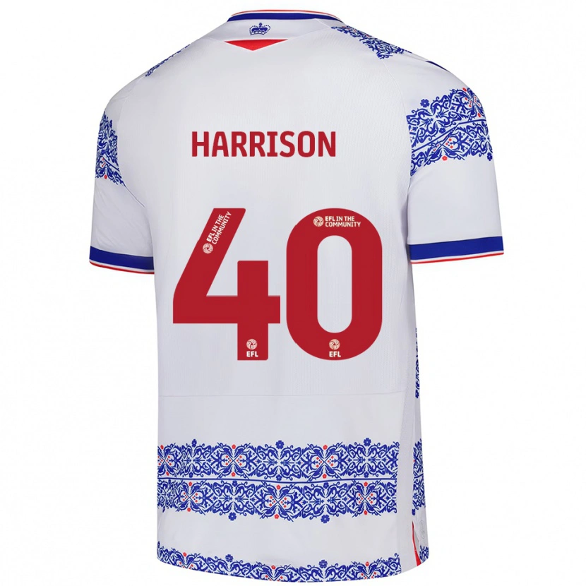 Danxen Heren Sam Harrison #40 Wit Blauw Thuisshirt Thuistenue 2025/26 T-Shirt