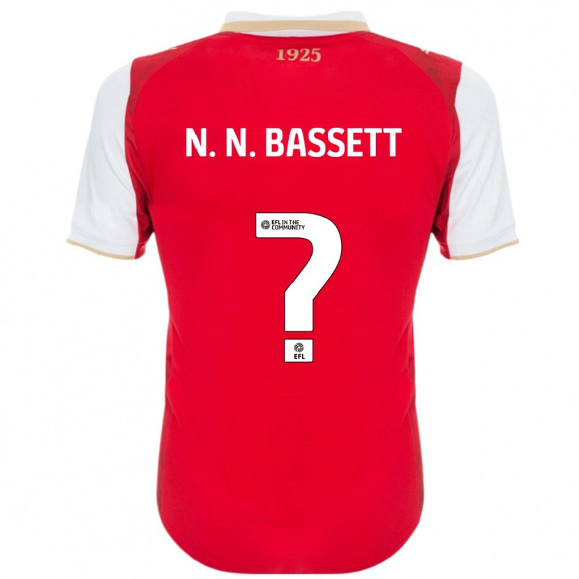 Danxen Heren N. N. Bassett #0 Rood Wit Thuisshirt Thuistenue 2025/26 T-Shirt