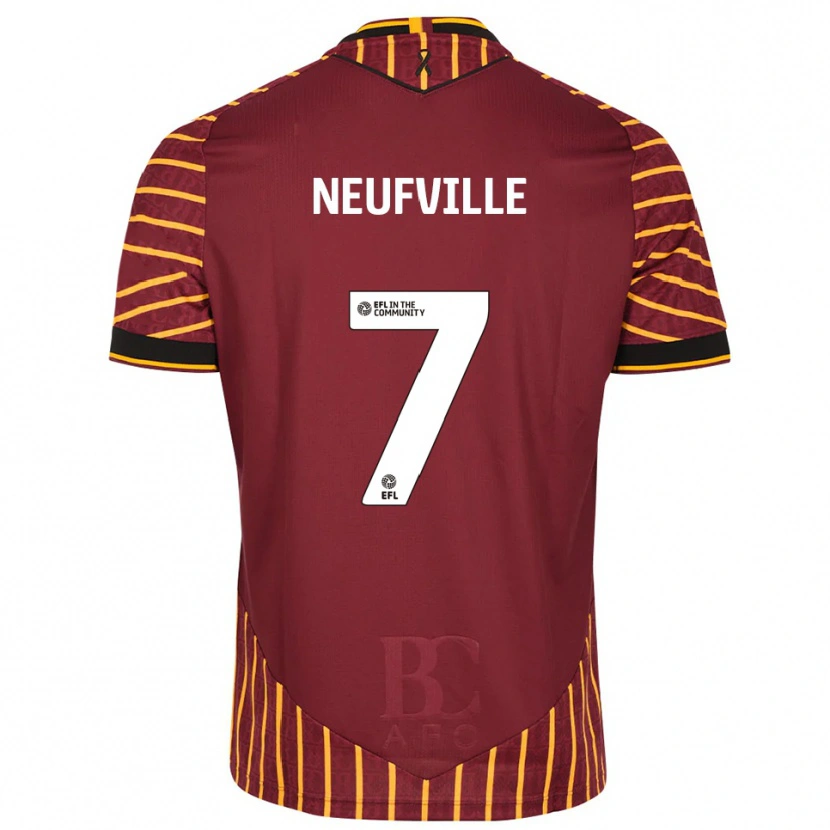 Danxen Heren Josh Neufville #7 Oranje Bordeauxrood Thuisshirt Thuistenue 2025/26 T-Shirt