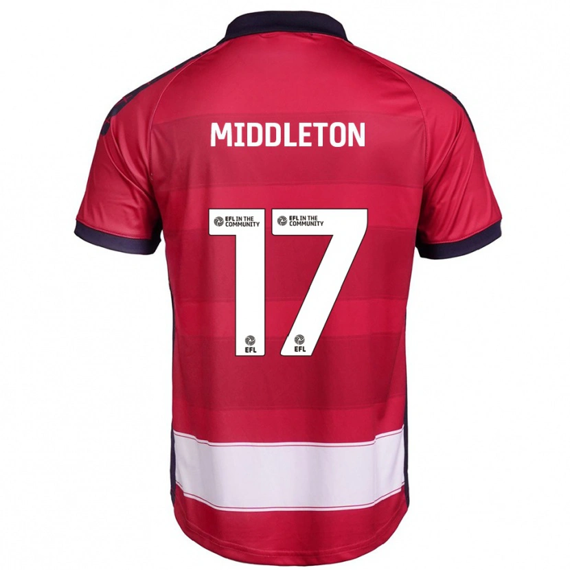 Danxen Heren Glenn Middleton #17 Rood Wit Thuisshirt Thuistenue 2025/26 T-Shirt