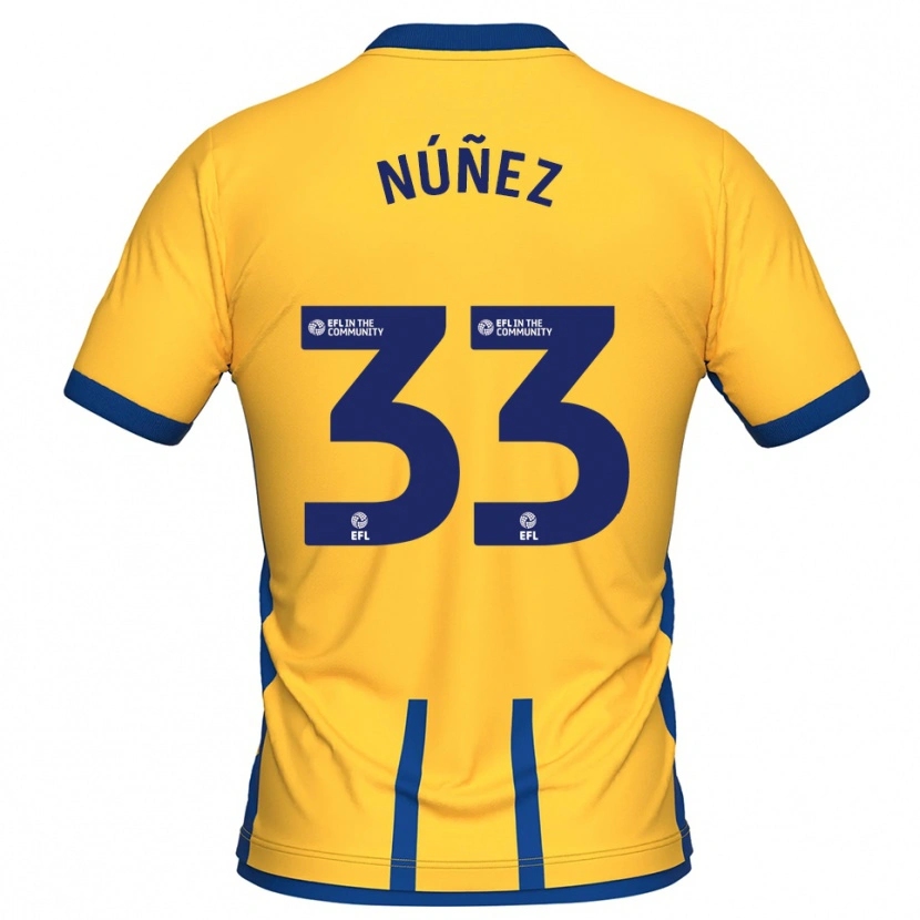 Danxen Heren Anthony Núñez #33 Geel Blauw Thuisshirt Thuistenue 2025/26 T-Shirt