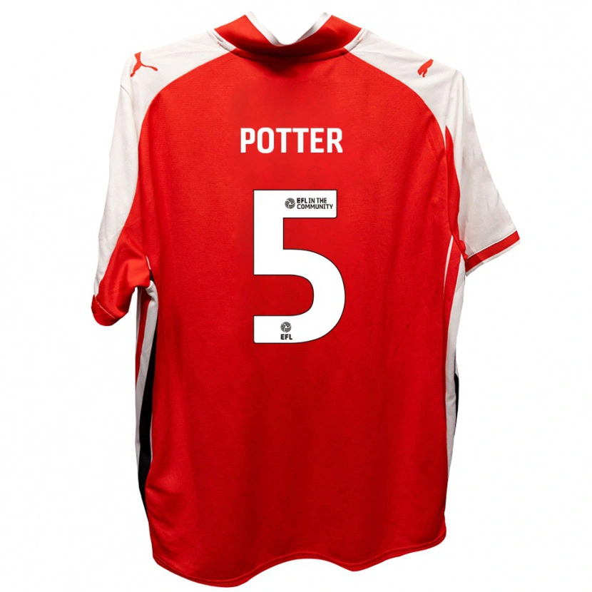 Danxen Heren Finley Potter #5 Rood Wit Thuisshirt Thuistenue 2025/26 T-Shirt
