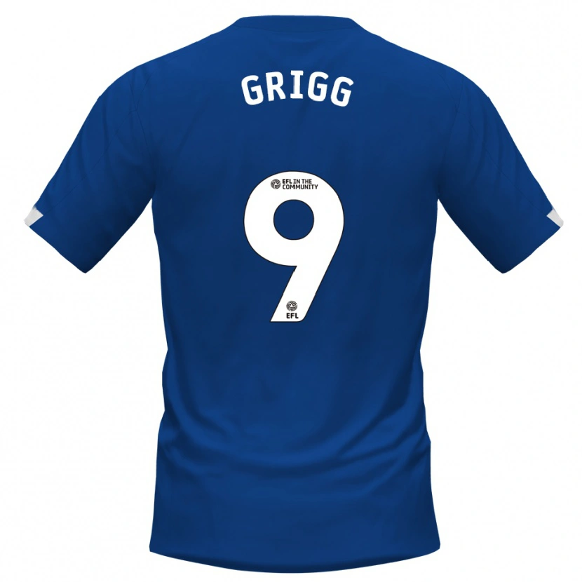Danxen Heren Will Grigg #9 Blauw Wit Thuisshirt Thuistenue 2025/26 T-Shirt