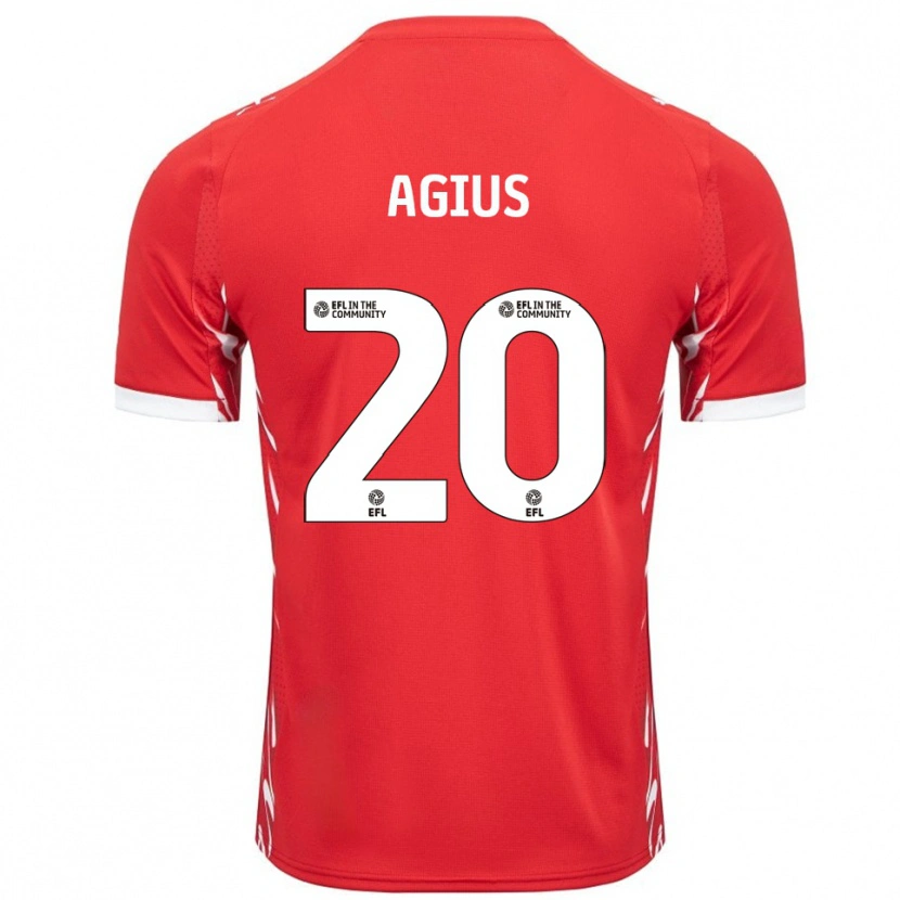 Danxen Heren Calum Agius #20 Rood Wit Thuisshirt Thuistenue 2025/26 T-Shirt