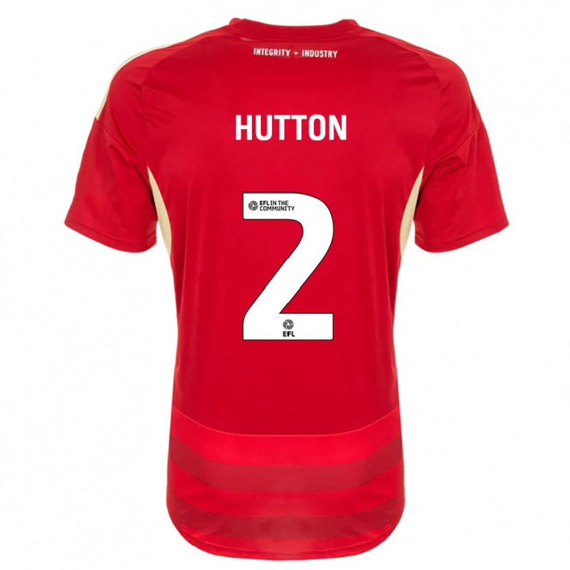 Danxen Heren Emily Hutton #2 Rood Wit Thuisshirt Thuistenue 2025/26 T-Shirt