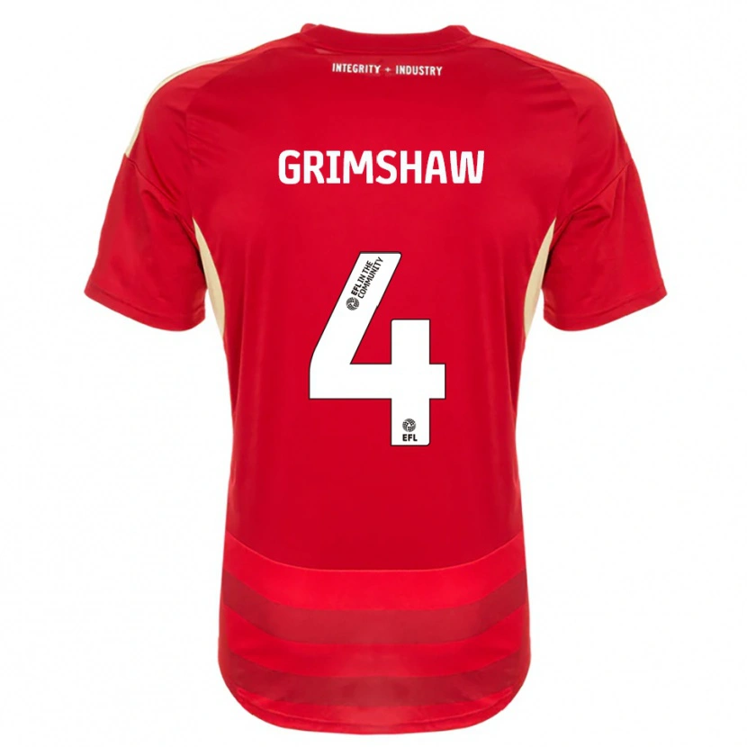 Danxen Heren Niamh Grimshaw #4 Rood Wit Thuisshirt Thuistenue 2025/26 T-Shirt