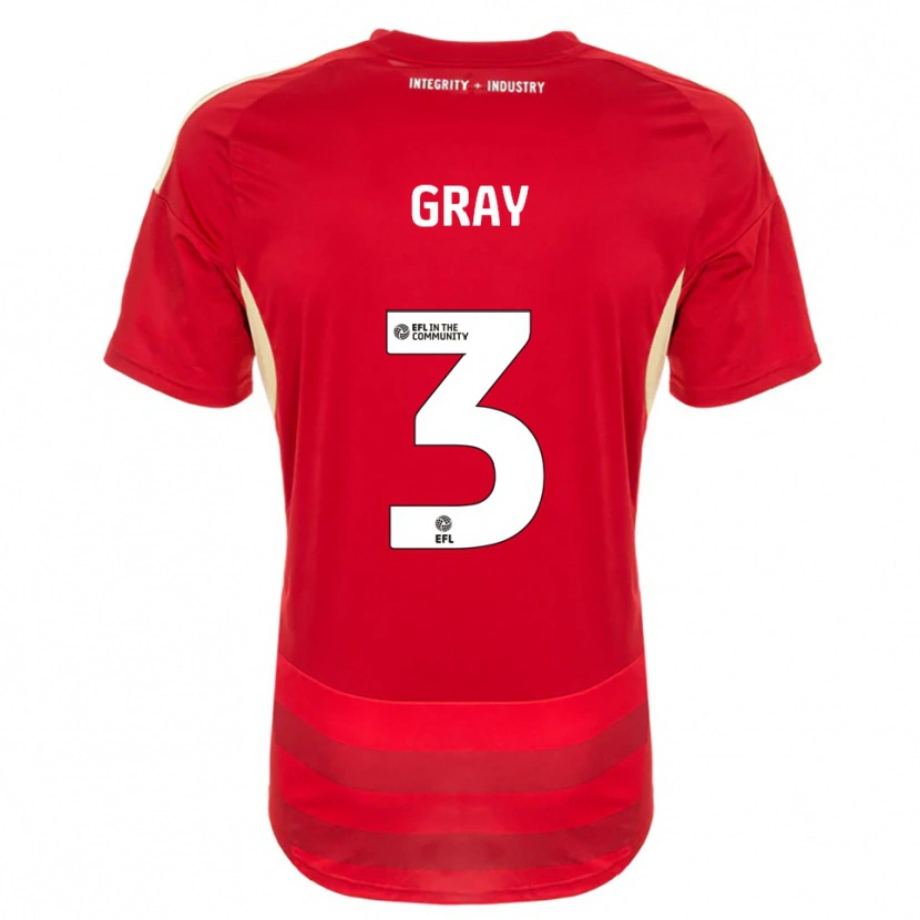 Danxen Heren Rebecca Gray #3 Rood Wit Thuisshirt Thuistenue 2025/26 T-Shirt