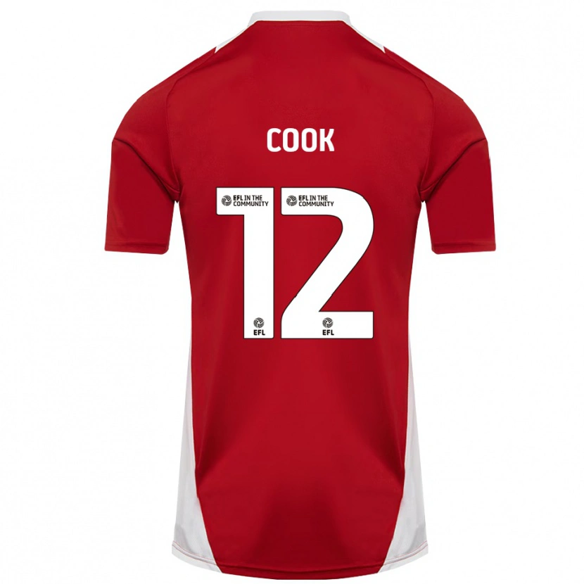 Danxen Heren Izzy Cook #12 Rood Wit Goud Thuisshirt Thuistenue 2025/26 T-Shirt