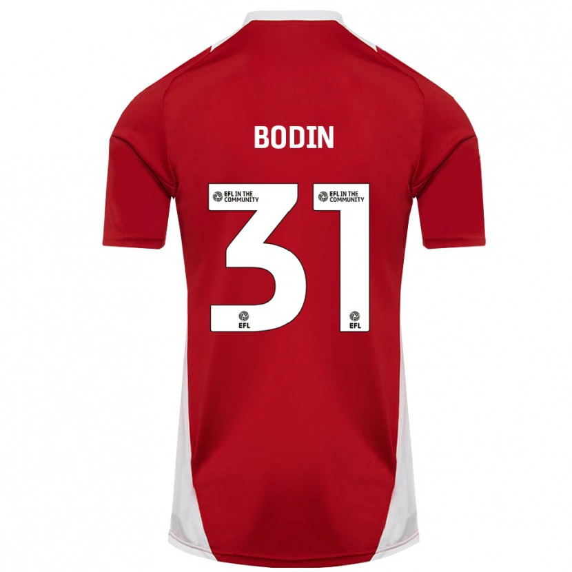 Danxen Heren Billy Bodin #31 Rood Wit Goud Thuisshirt Thuistenue 2025/26 T-Shirt