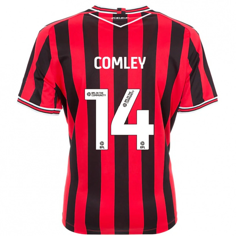 Danxen Heren Brandon Comley #14 Rood Zwart Thuisshirt Thuistenue 2025/26 T-Shirt