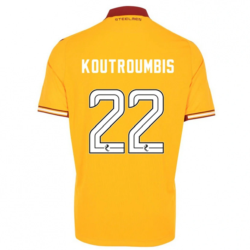 Danxen Heren John Koutroumbis #22 Geel Bordeauxrood Thuisshirt Thuistenue 2025/26 T-Shirt