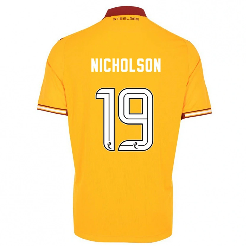 Danxen Heren Sam Nicholson #19 Geel Bordeauxrood Thuisshirt Thuistenue 2025/26 T-Shirt