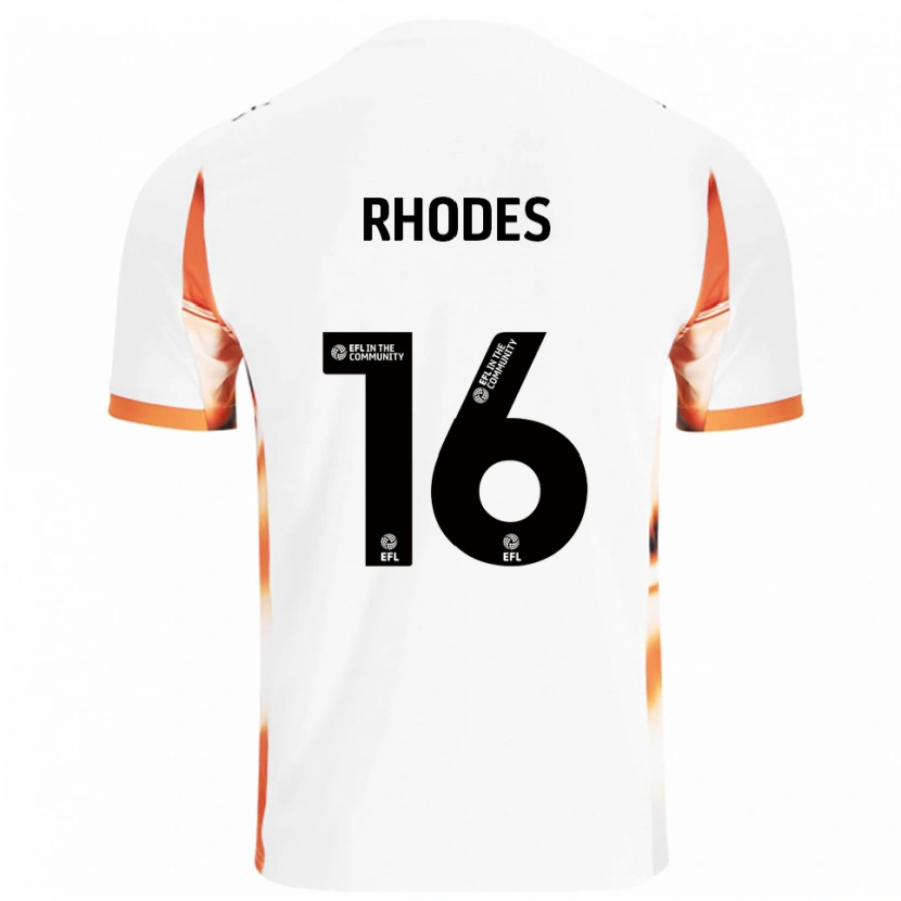 Danxen Heren Jordan Rhodes #16 Wit Oranje Zwart Uitshirt Uittenue 2025/26 T-Shirt