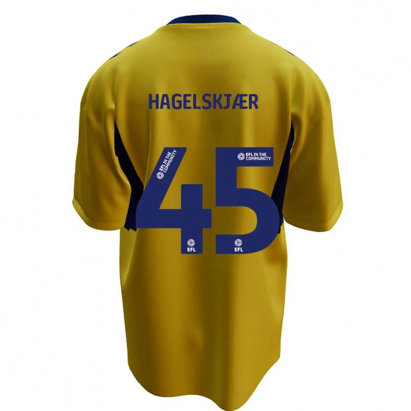 Danxen Heren Anders Hagelskjær #45 Geel Blauw Uitshirt Uittenue 2025/26 T-Shirt