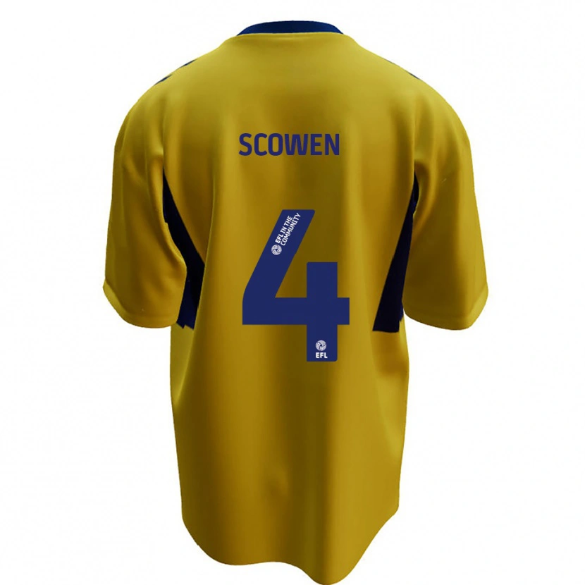 Danxen Heren Josh Scowen #4 Geel Blauw Uitshirt Uittenue 2025/26 T-Shirt
