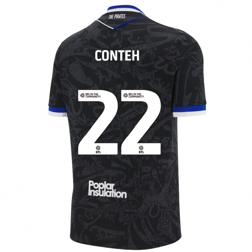 Danxen Heren Kamil Conteh #22 Zwart Wit Uitshirt Uittenue 2025/26 T-Shirt