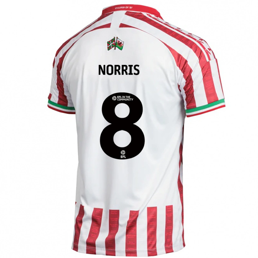 Danxen Heren Jac Norris #8 Rood Wit Uitshirt Uittenue 2025/26 T-Shirt