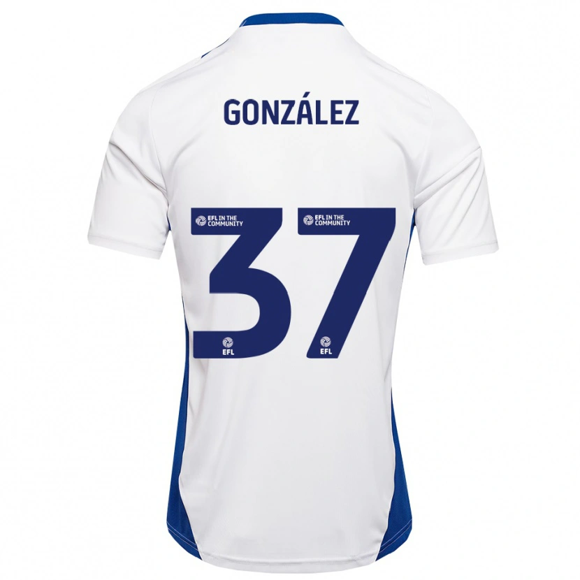 Danxen Heren Dani González #37 Wit Blauw Uitshirt Uittenue 2025/26 T-Shirt