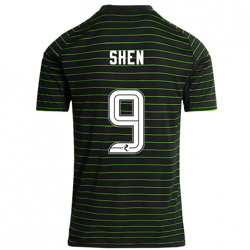 Danxen Heren Shen Mengyu #9 Zwart Groen Uitshirt Uittenue 2025/26 T-Shirt
