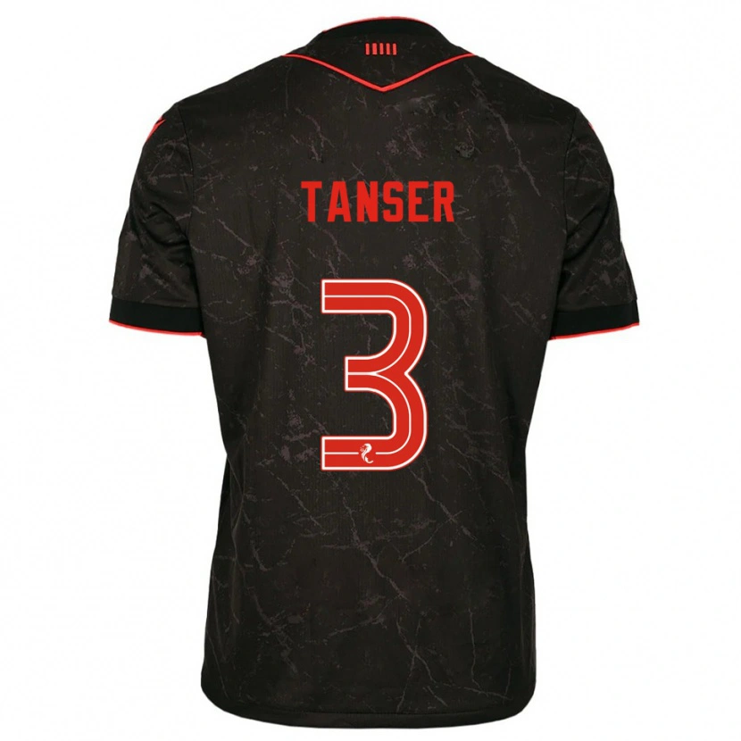 Danxen Heren Scott Tanser #3 Zwart Rood Uitshirt Uittenue 2025/26 T-Shirt