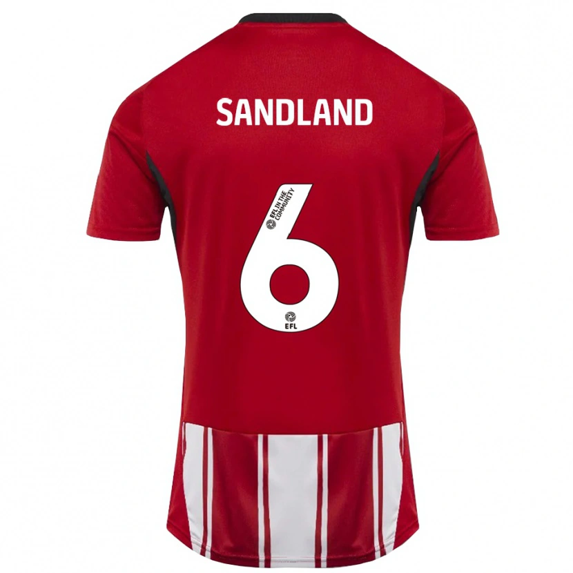 Danxen Dames Jessica Sandland #6 Rood Wit Zwart Thuisshirt Thuistenue 2025/26 T-Shirt