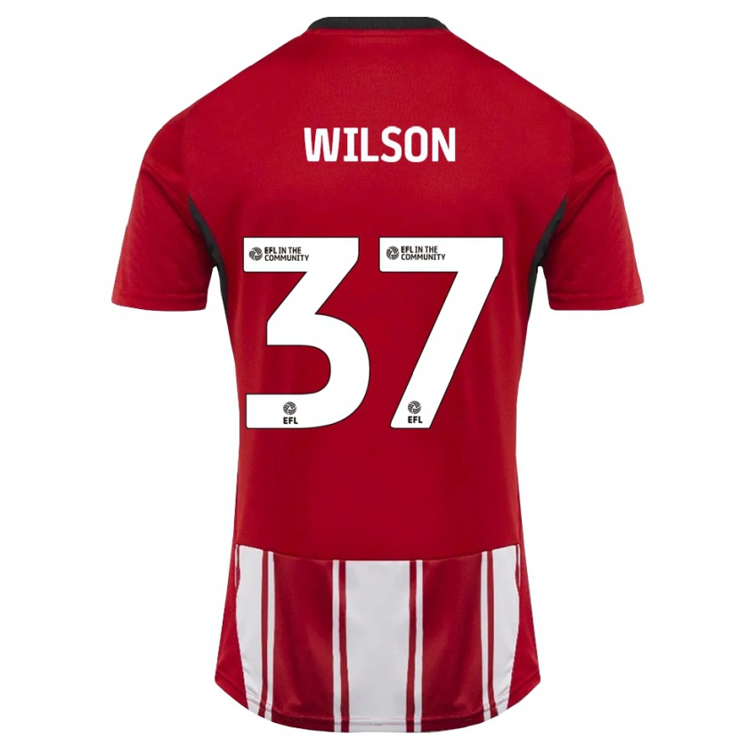 Danxen Dames Kieran Wilson #37 Rood Wit Zwart Thuisshirt Thuistenue 2025/26 T-Shirt