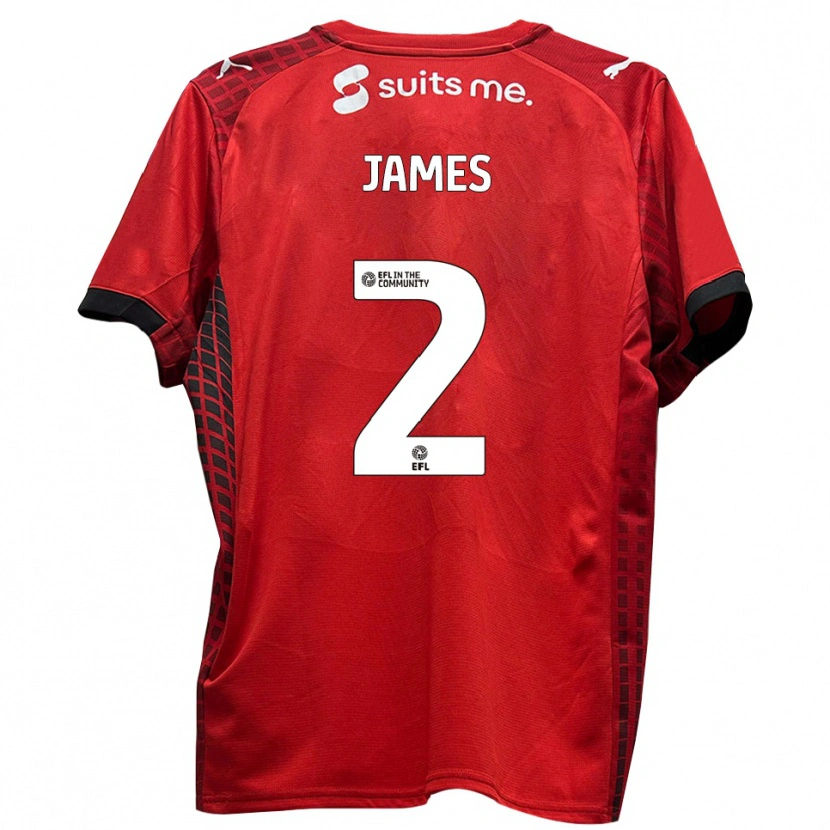 Danxen Dames Tom James #2 Rood Zwart Thuisshirt Thuistenue 2025/26 T-Shirt