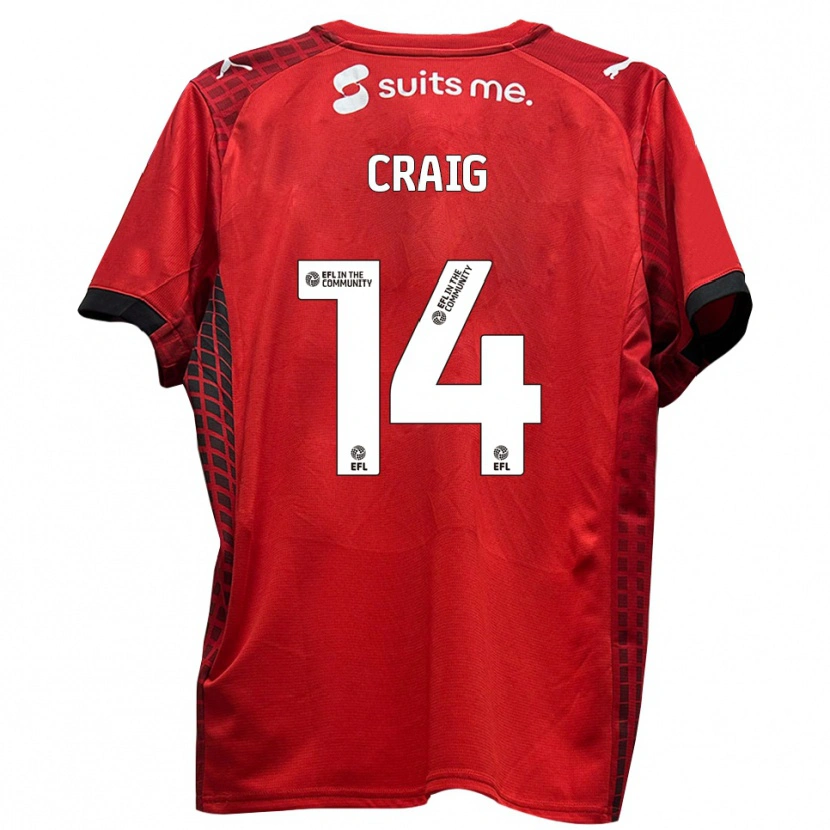 Danxen Dames Michael Craig #14 Rood Zwart Thuisshirt Thuistenue 2025/26 T-Shirt