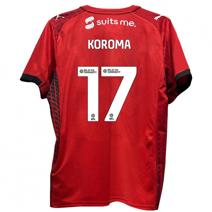 Danxen Dames Josh Koroma #17 Rood Zwart Thuisshirt Thuistenue 2025/26 T-Shirt