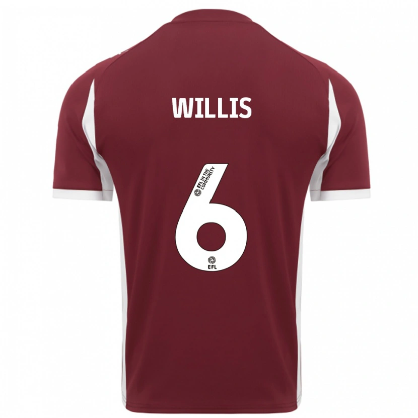 Danxen Dames Jordan Willis #6 Bordeauxrood Wit Thuisshirt Thuistenue 2025/26 T-Shirt