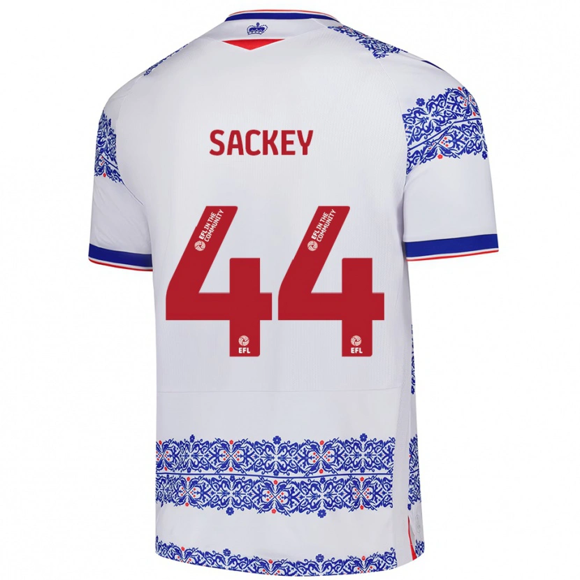 Danxen Dames Tyler Sackey #44 Wit Blauw Thuisshirt Thuistenue 2025/26 T-Shirt