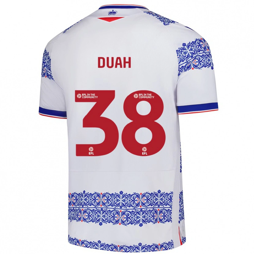 Danxen Dames Philip Duah #38 Wit Blauw Thuisshirt Thuistenue 2025/26 T-Shirt