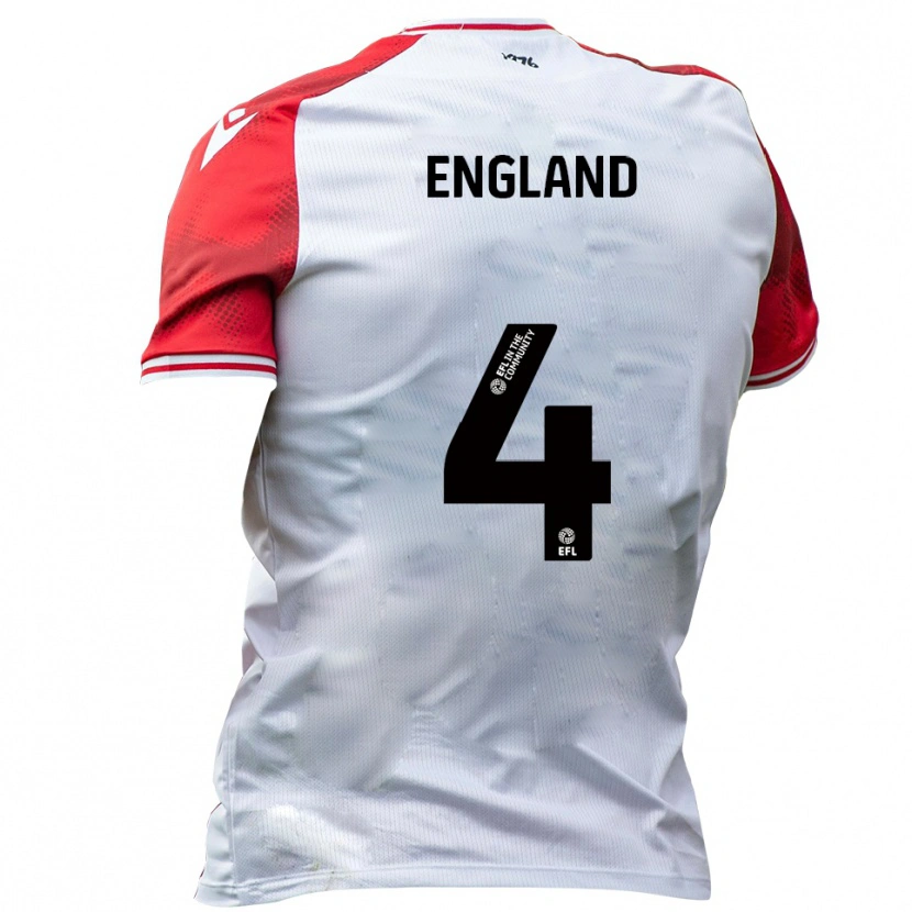 Danxen Dames Riley England #4 Wit Rood Thuisshirt Thuistenue 2025/26 T-Shirt