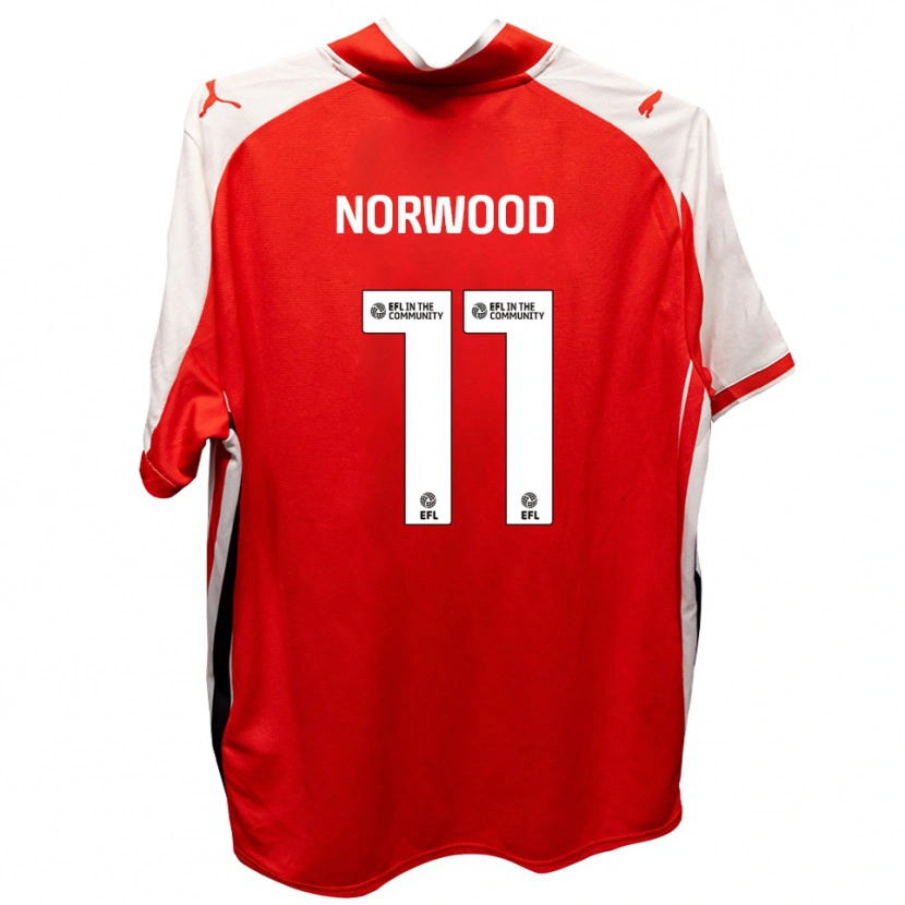 Danxen Dames James Norwood #11 Rood Wit Thuisshirt Thuistenue 2025/26 T-Shirt