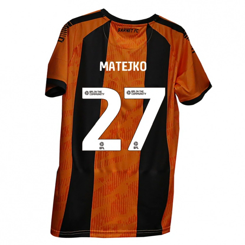 Danxen Dames Patrick Matejko #27 Oranje Zwart Thuisshirt Thuistenue 2025/26 T-Shirt